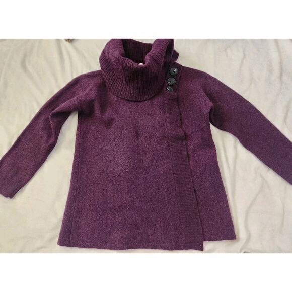 Ellen Tracy Extra Fine Merino Wool Cape Sweater Women's Cowl Neck Wrap Size L - Picture 1 of 10